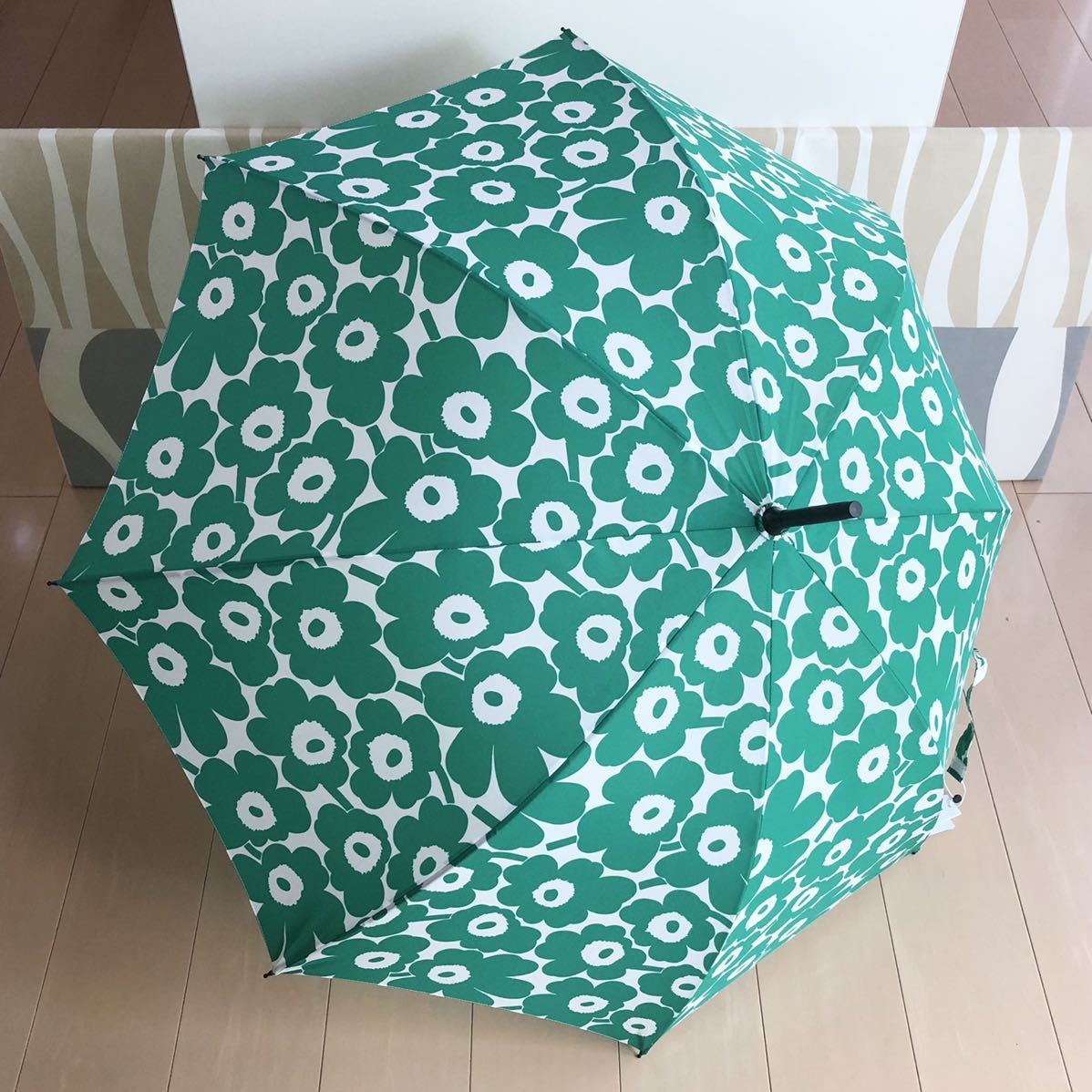  внутренний стандартный товар новый товар marimekko Stick Mini Unikko Marimekko длинный зонт зеленый одним движением 