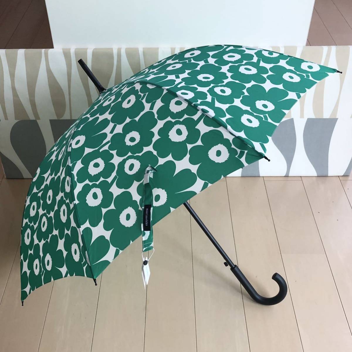 国内正規品 新品 marimekko Stick Mini Unikko マリメッコ 長傘 グリーン ワンタッチ