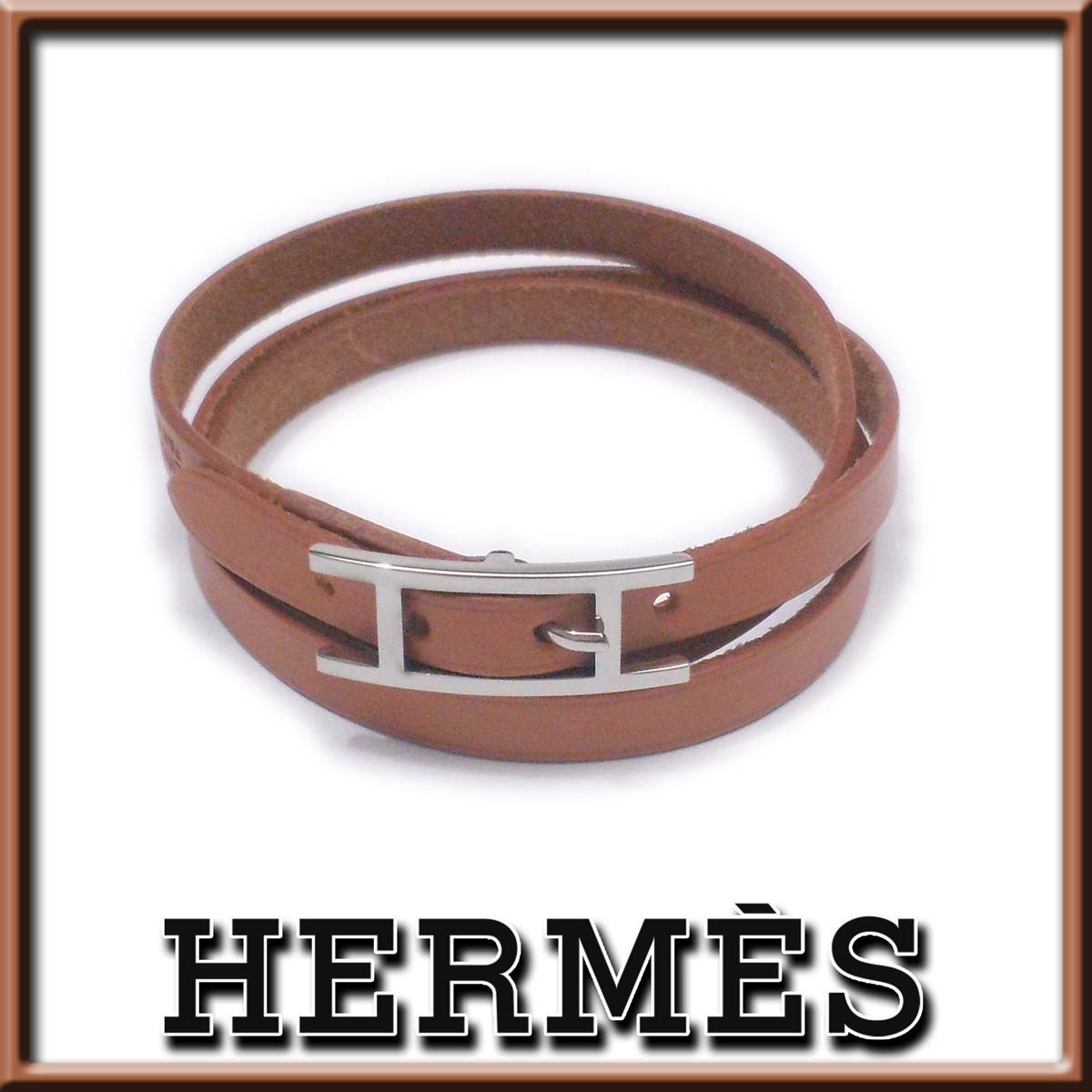 高価値 訳あり美品【HERMES】エルメス アピ3 レザーブレスレット