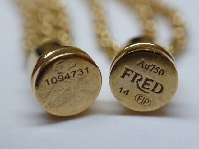  bracele FRED Fred K18YG Au750 half diamond force 10 multi chain * free shipping *