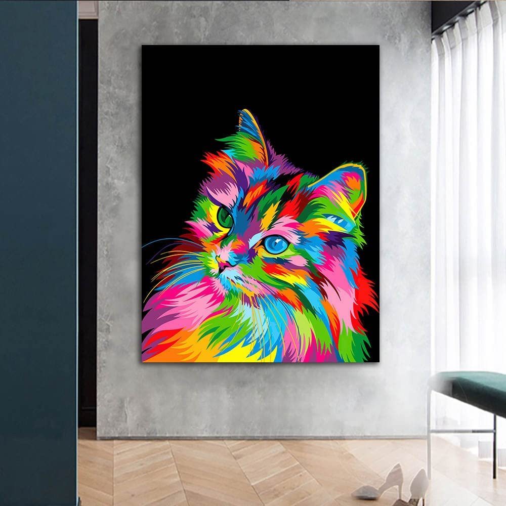 大型サイズ アートパネル 猫 カラフル インテリア おしゃれ 壁掛け 部屋飾り 装飾画 キャンバス ポスター 絵画 自然 ウォール アート 芸術