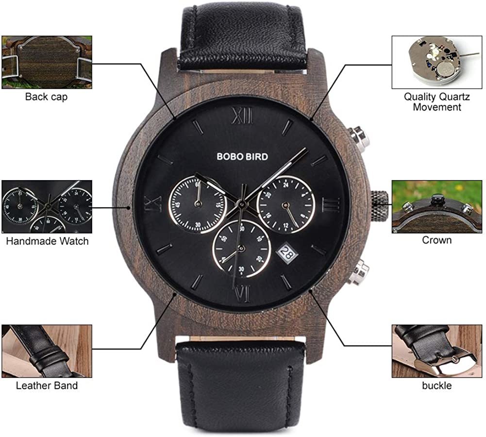 高品質な 木製腕時計 ブラウン 日本製 クオーツ メンズ オシャレ 天然木 木製 レザー ウォッチ カジュアル ウッド モダン 男性 腕時計_画像2