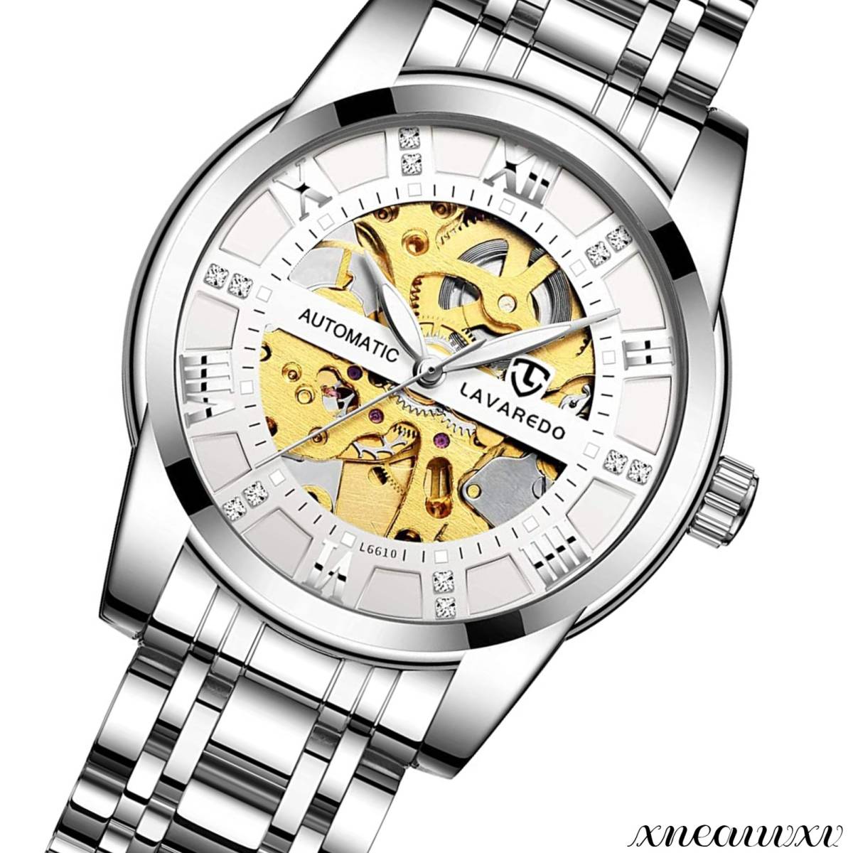 高級感のある 腕時計 機械式 自動巻き スケルトン ゴールド/ホワイト ステンレス アンティーク メンズ おしゃれ 時計 カジュアル ウォッチ