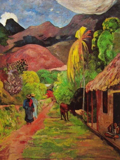 ポール・ゴーギャン、【タヒチの道】、希少な画集より、新品高級額、マット額装付、状態良好、送料込み、Paul Gauguin_画像1