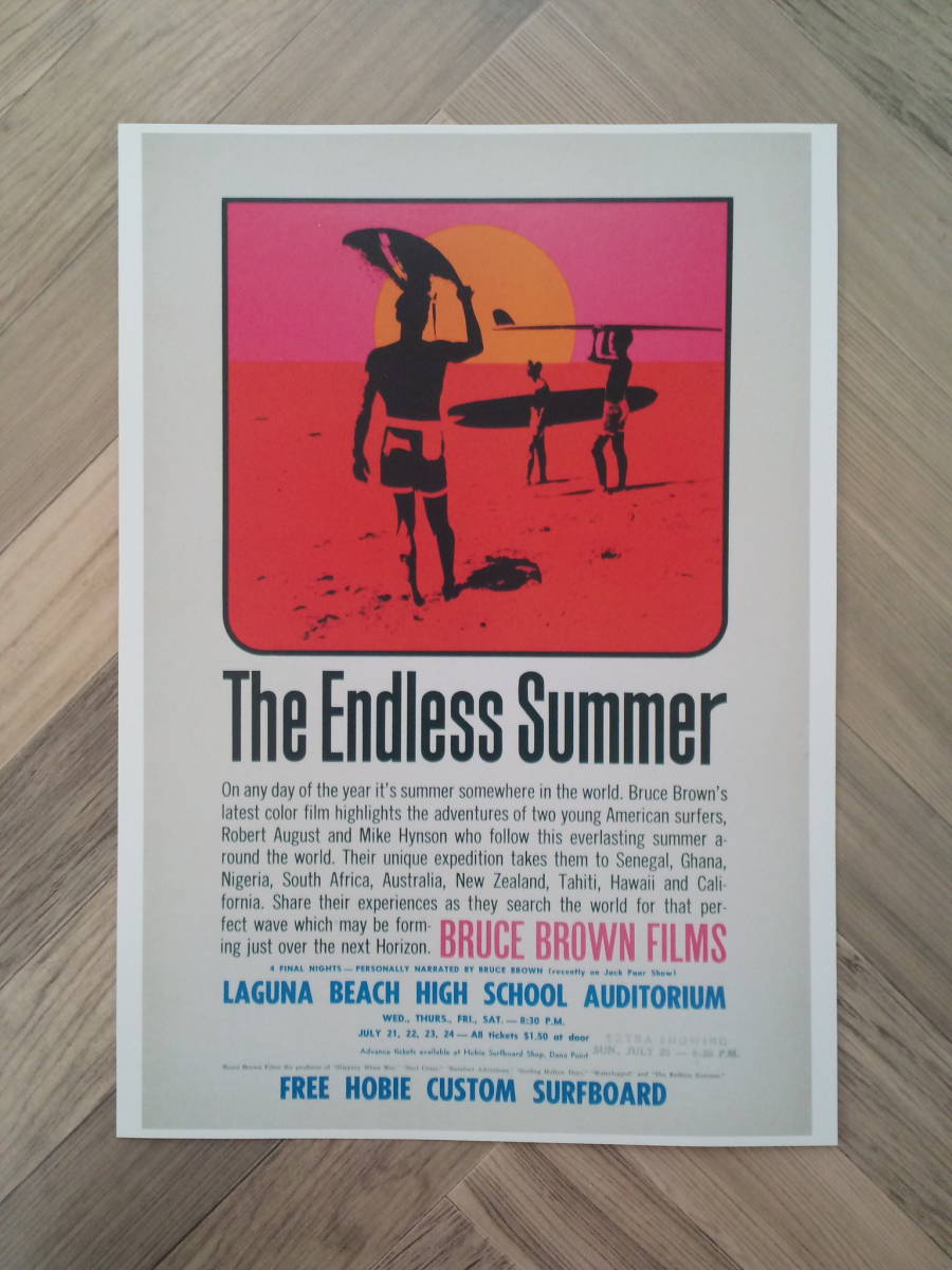 ★クラッシックサーフムービー『The Endless Summer』印刷ポスターデザイン/ 簡単！入れるだけ額装セット A4サイズ 送料230円～の画像1