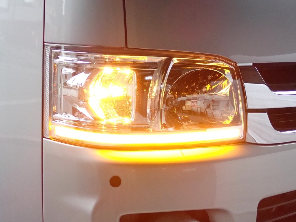 ハイエース 200系 ヘッドライト クローム LEDバー シーケンシャルウインカー 流れる 純正レベライザー対応 1型 2型 標準 ワイド レジアス  - cna.gob.bo