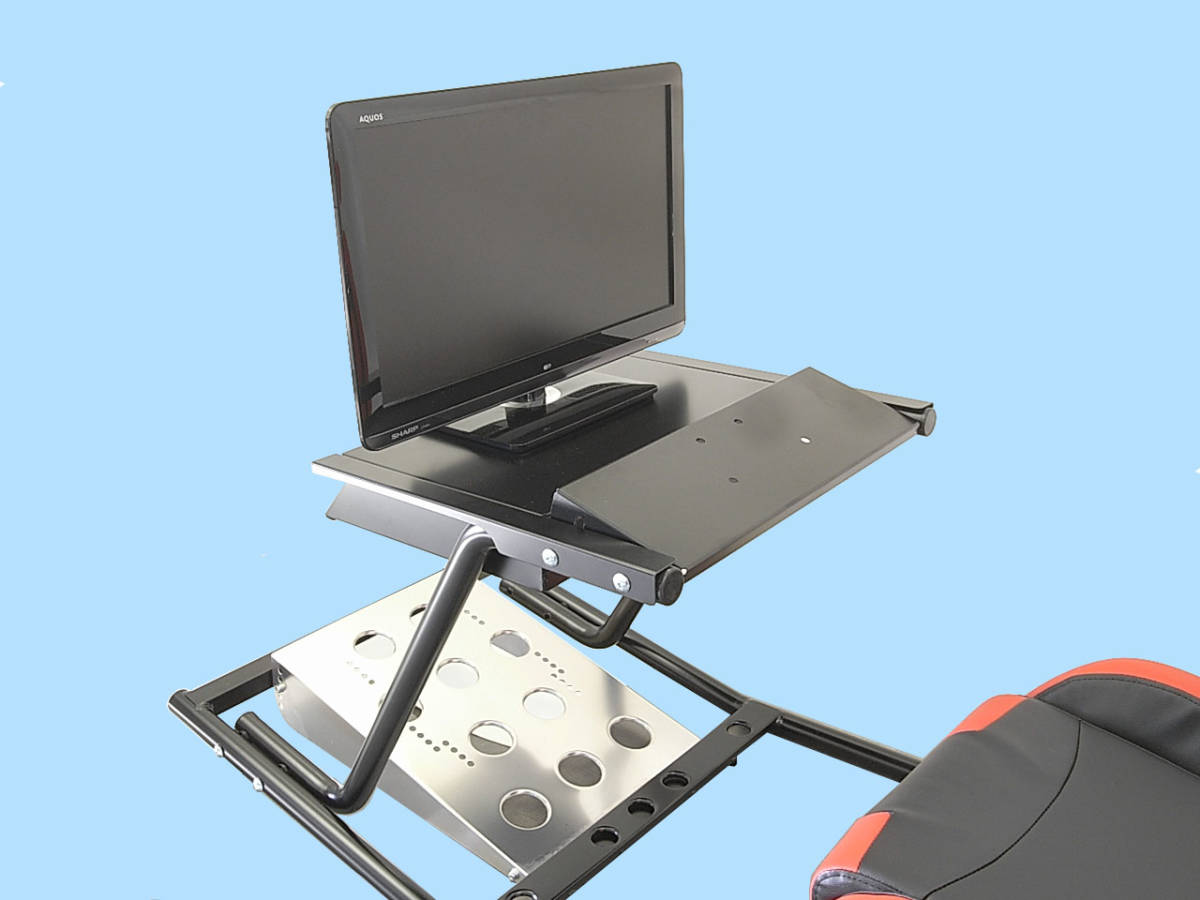 PS4 PS3 GTスポーツ ハンコン スタンド コックピットセット シート付 新品 国内生産品 本体＆モニタースタンド付の画像9