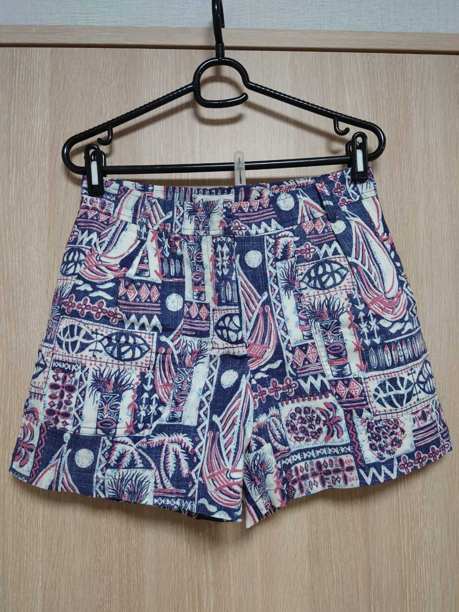 Raines Pooner Reynspooner Aloha Pattern Shorts Shorts Size Ladies Cotton Linen Leanced Material Showpan