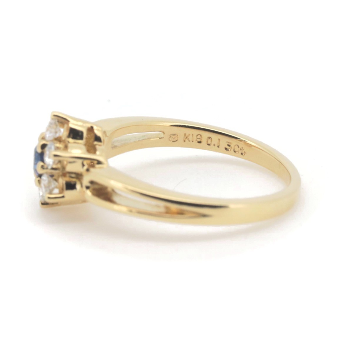  Mikimoto сапфир бриллиантовое кольцо кольцо 0.13ct 0.24ct 8 номер K18YG(18 золотой желтое золото ) ломбард лот 