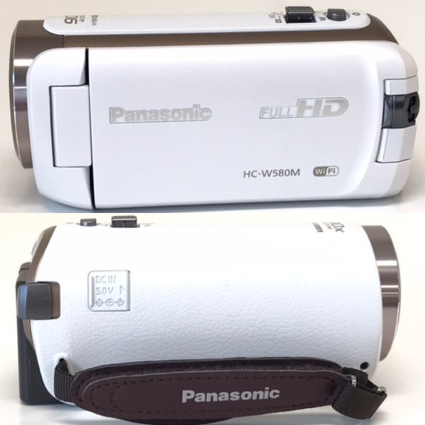 θ【動作確認済/美品】Panasonic/パナソニック デジタルハイビジョンビデオカメラ HC-W580M ホワイト バッテリー/ケーブル S75186597119_画像3