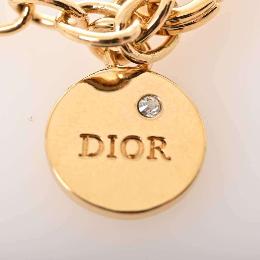 Christian Dior クリスチャンディオール ロゴマーク ラインストーン ネックレス ゴールド メタル 【ブランド】 【中古】_クリスチャンディオールアクセサリー