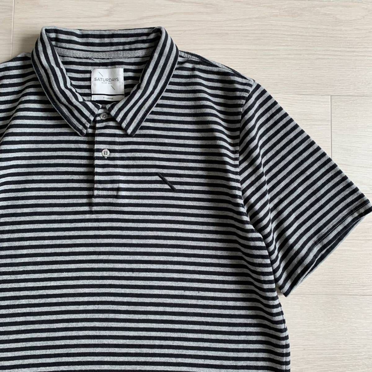 キムタク着 サタデーズサーフ SATURDAYS SURF ポロシャツ M 良品 キムタク着 SATURDAYS SURF サタデーズサーフ JAKE STRIPE