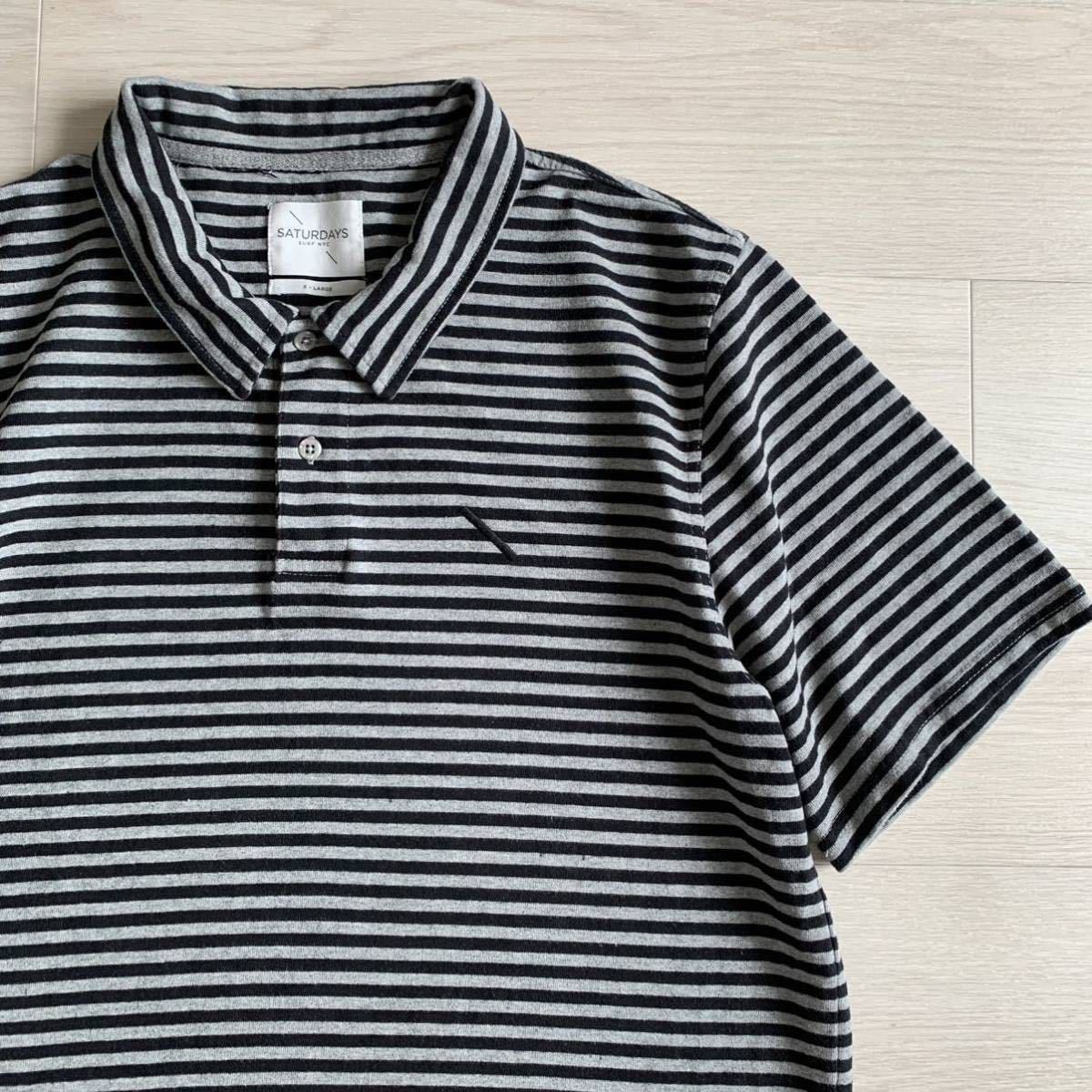 良品 キムタク着 SATURDAYS SURF サタデーズサーフ JAKE STRIPE POLO