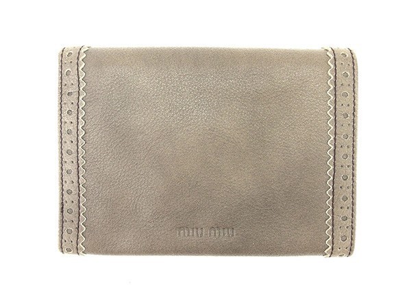 ラスト1点 ミュウミュウ 三つ折り財布 ファスナー リボンモチーフ miu