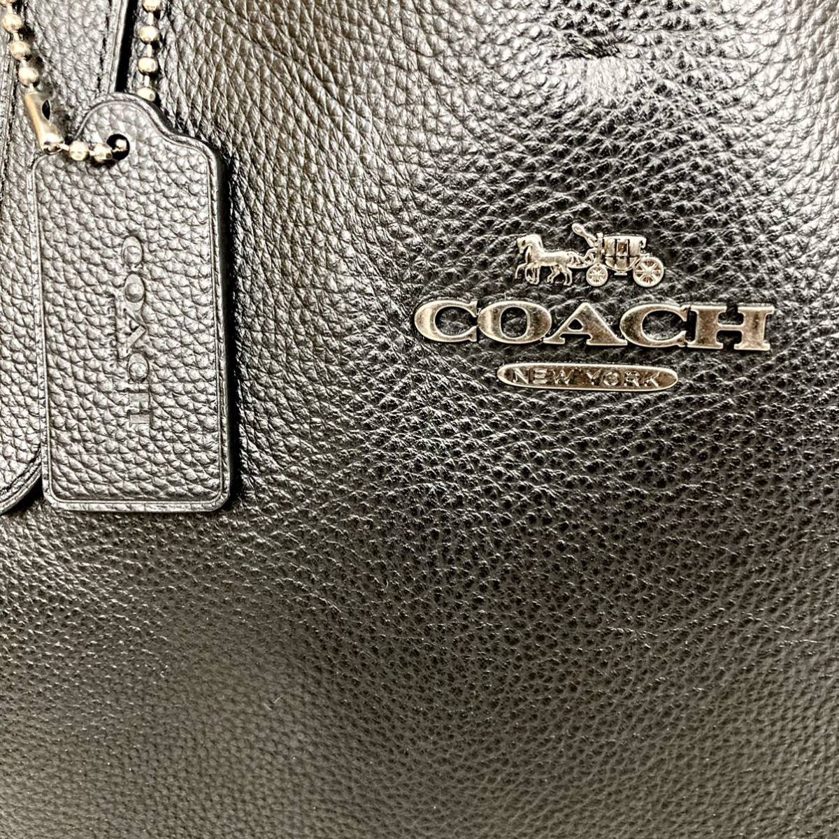 1円~【ほぼ未使用】COACH コーチ シボ革 本革 レザー メンズ トート