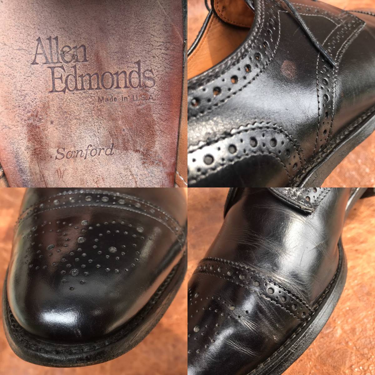 Allen edmonds アレンエドモンズ Sanford 9D 26.5cm 黒 black ビジネス 紳士/ 検 ビンテージ フローシャイム オールデン _画像7