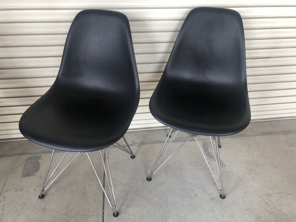 SG060614 ハーマンミラー/Herman Miller Eames Shell Side Chairs イームズシェルサイドチェア 2脚セット 黒/ブラック 直取り歓迎_画像1