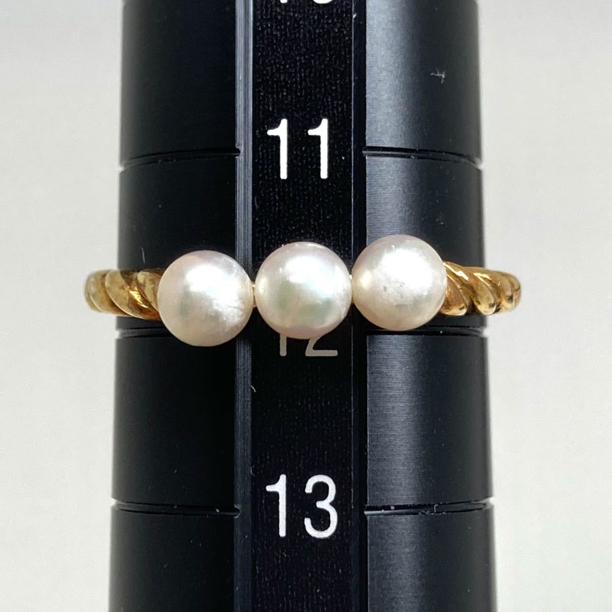 MIKIMOTO(ミキモト)K18YGベビーパールリング》1.9g 4.0mm珠 アコヤ本