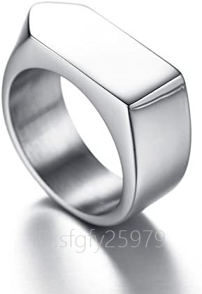 G612☆新品指輪 ブランド メンズリング シルバー シンプル ステンレス リング 印台 銀_画像6