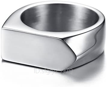 G612☆新品指輪 ブランド メンズリング シルバー シンプル ステンレス リング 印台 銀_画像2