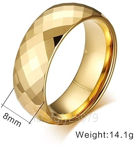 G639☆新品タングステン リング ゴールド ひし形 幅広 超硬い 耐久性に優れた 高級 華奢 お洒落 指輪 メンズ 多面カット_画像2