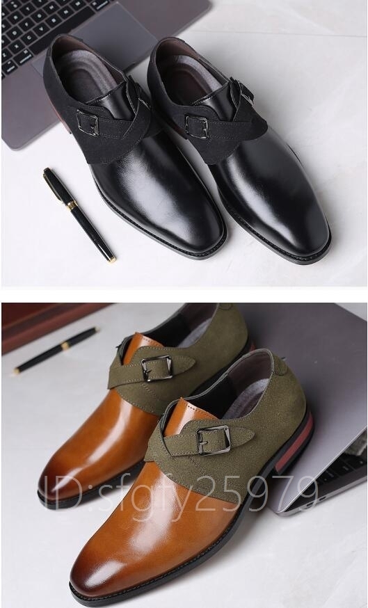 I17☆新品ビジネスシューズ切り替えデザイン ローファー メンズ革靴24.5～27.5cm選択　黒_画像2