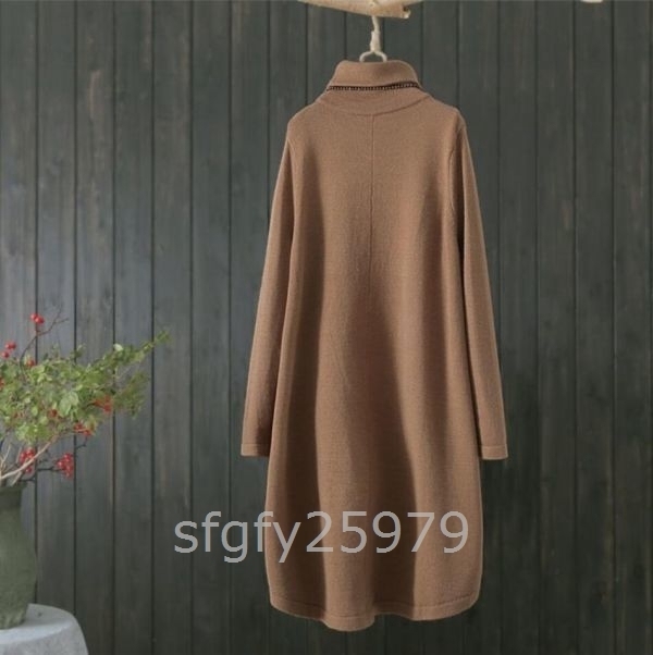 C070* free size autumn winter new goods easy high‐necked long sleeve knitted sweater tunic un- .. plain warm 20304050 fee stylish large size ash 