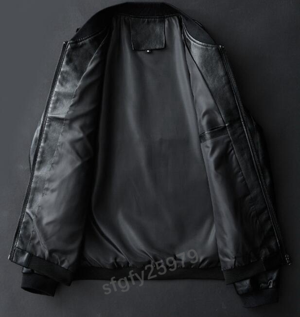 E374☆新品メンズ テーラードジャケット アウター メンズレザージャケット PUジャケット 革ジャン ブルゾン野球服紳士服スリム ブルー L_画像3