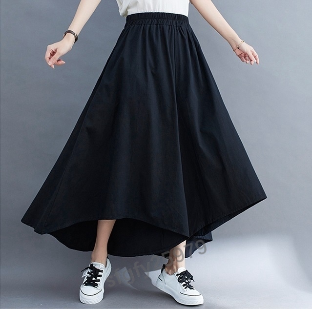 H263* new goods spring summer lady's casual body type cover easy large size waist rubber un- .. culotte skirt black 