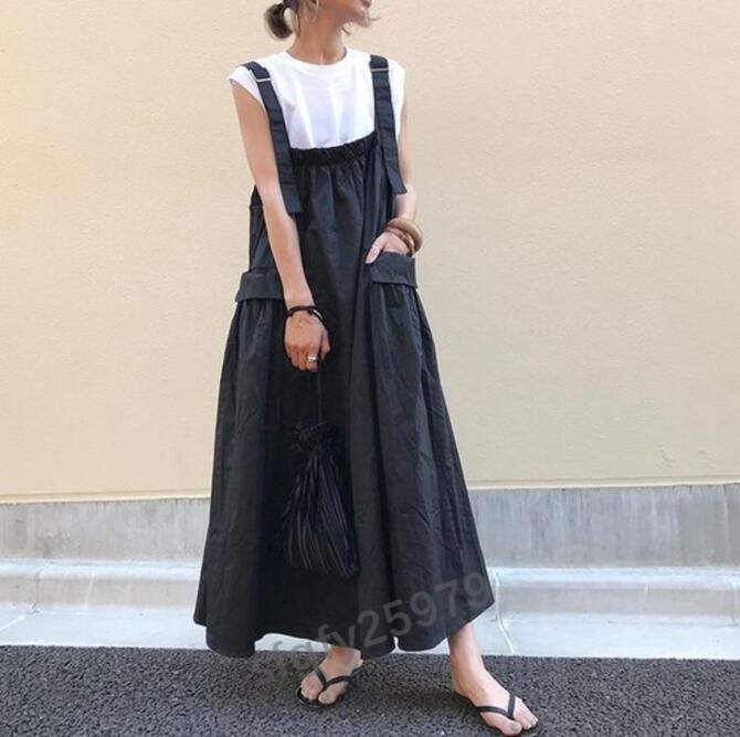 I995* new goods lady's casual large pocket overall overall skirt overall long skirt 