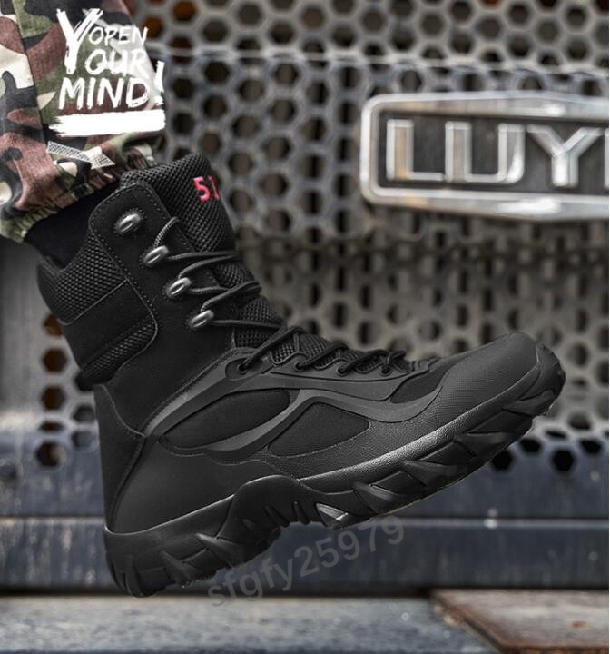 I232* новый товар милитари ботинки мужской Tacty karu ботинки desert boots уличный рабочая обувь . скользить выдерживающий износ альпинизм обувь 24.5cm~29cm чёрный 