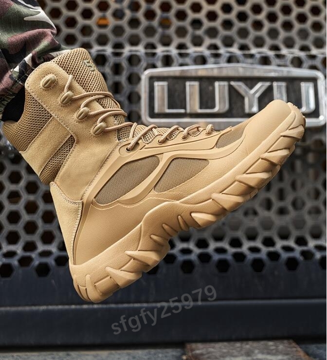 I232* новый товар милитари ботинки мужской Tacty karu ботинки desert boots уличный рабочая обувь . скользить выдерживающий износ альпинизм обувь 24.5cm~29cm чёрный 