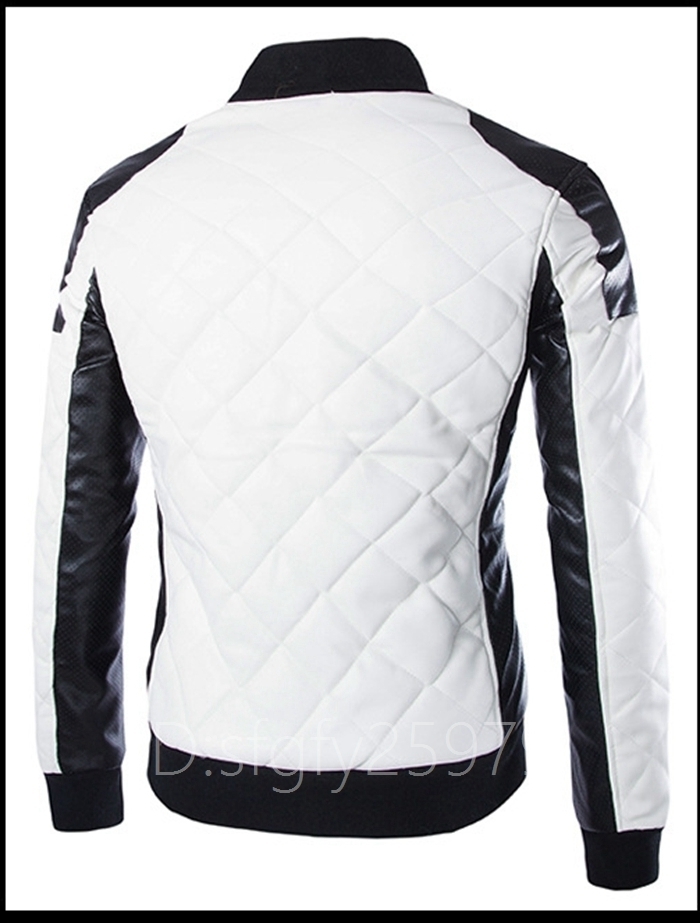 N12☆新品皮革ジャケット メンズ ライダースジャケット 革ジャンバイクジャケット レザージャケット 厚手 ジャンパー ブルゾン 黒 M~5XL_画像6