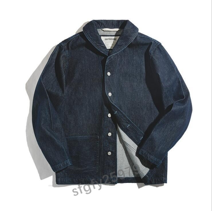 J265☆新品春秋定番 13.5OZ DENIM コットン DECK JACKET デニムジャケット 無地 デニムデッキジャケット ウォッシュ加工_画像1