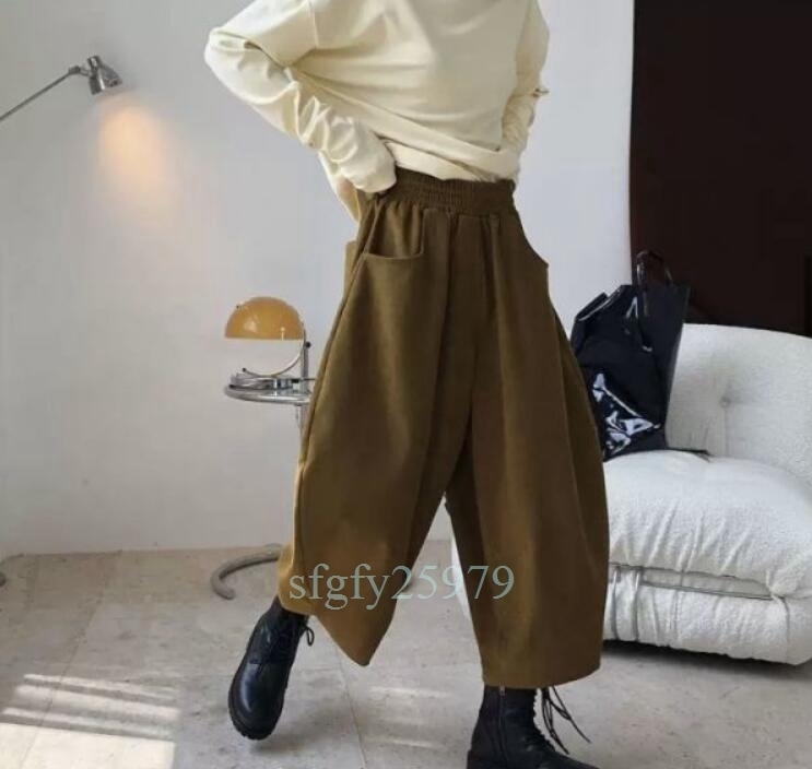 B453* autumn winter new goods fashion ankle height gaucho pants high waste to retro plain 