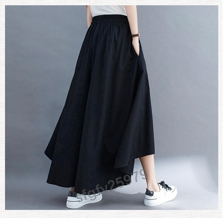 H263* new goods spring summer lady's casual body type cover easy large size waist rubber un- .. culotte skirt black 