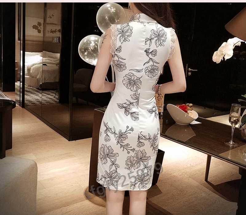 E100☆レディース チャイナ服 ワンピース ノースリーブ 花柄 E100☆レディース チャイナ服 ワンピース ノースリーブ 花柄