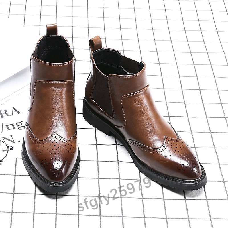 K109☆新品メンズ ショートブーツ マーティンブーツ 紳士靴 ライダース カジュアル ビジネス エンジニアブーツ シューズ 24cm~27cm_画像2