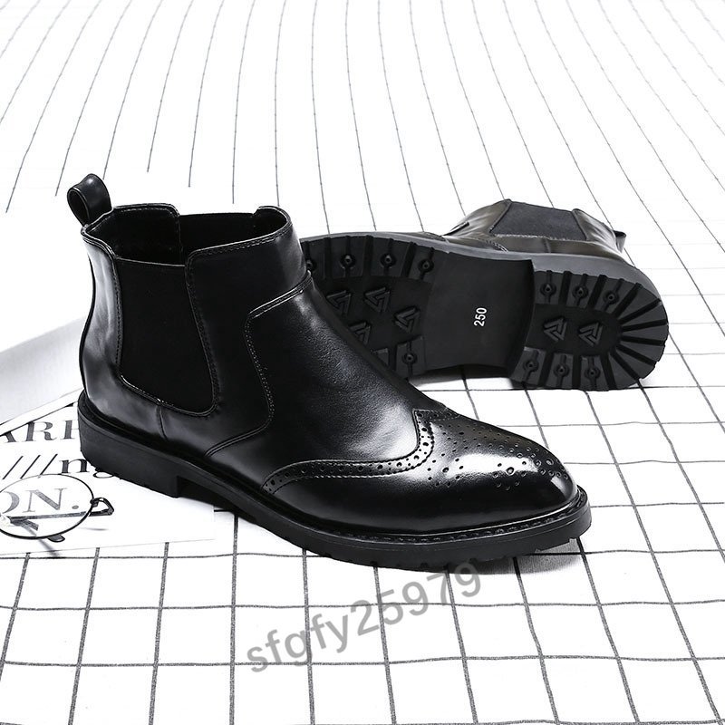 K109☆新品メンズ ショートブーツ マーティンブーツ 紳士靴 ライダース カジュアル ビジネス エンジニアブーツ シューズ 24cm~27cm_画像6