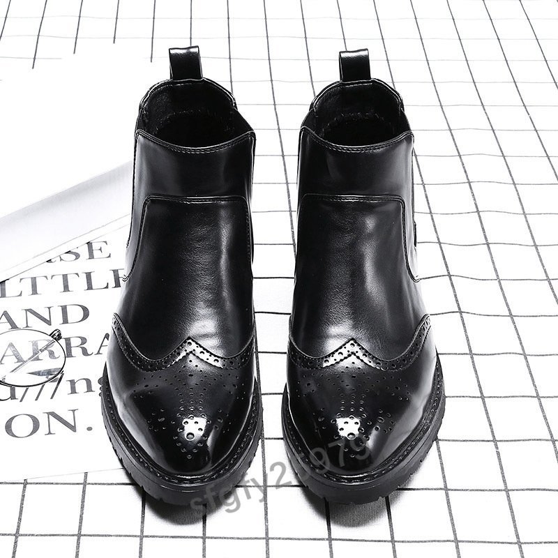 K109☆新品メンズ ショートブーツ マーティンブーツ 紳士靴 ライダース カジュアル ビジネス エンジニアブーツ シューズ 24cm~27cm_画像7