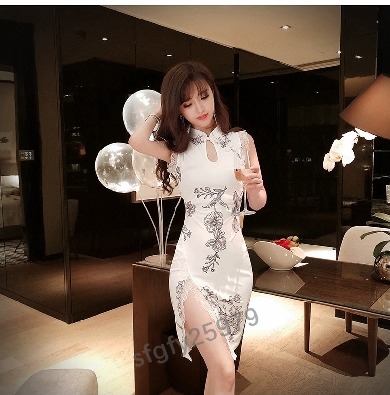 E100☆レディース チャイナ服 ワンピース ノースリーブ 花柄 E100☆レディース チャイナ服 ワンピース ノースリーブ 花柄
