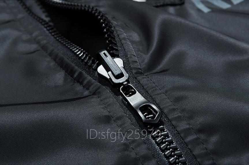 J79☆新品 メンズ フライトジャケット ミリタリージャケット 両面着 ジャンパー ブルゾン 大きいサイズ 黒 M~4XL_画像8