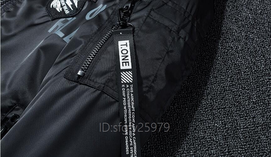 J79☆新品 メンズ フライトジャケット ミリタリージャケット 両面着 ジャンパー ブルゾン 大きいサイズ 黒 M~4XL_画像7