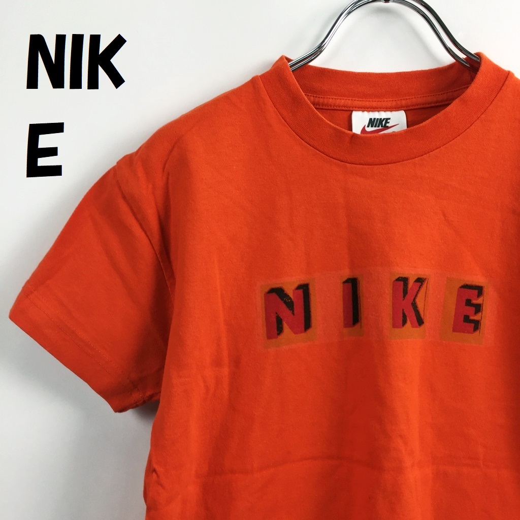 【人気】NIKE/ナイキ 半袖Tシャツ ロゴ クルーネック コットン100％ オレンジ サイズS/S4275_画像1