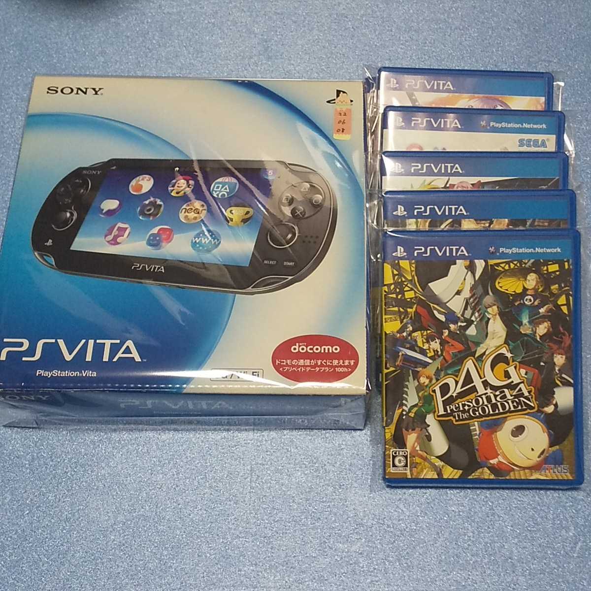 PS Vita 〈すぐ遊べるセット、動作確認済〉本体PCH-1100、メモリーカード32GB、充電ケーブル、ソフト6本【管理】220608