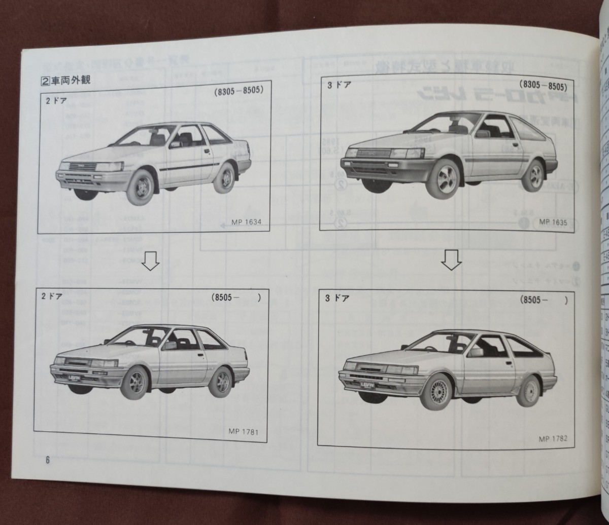 トヨタ カローラ レビン AE85, 86系 車検・外装 パーツカタログ