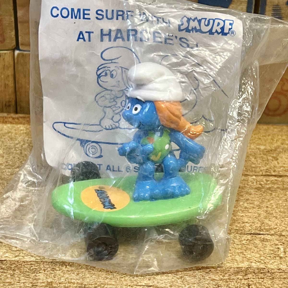 Come Surf with Smurf at Hardee’s スマーフ スマーフェット スケートボード PVC Smurfs on Skatebord Surfing Smurfette_画像2