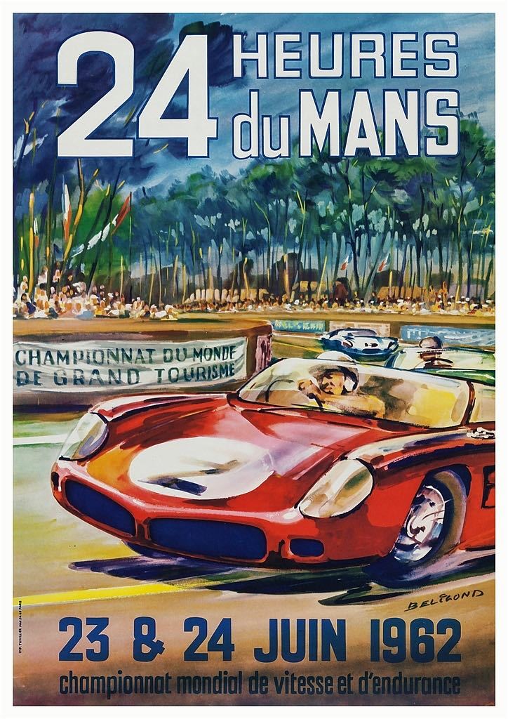  постер *1962 год ru* man 24 час гонки *24 Heures du Mans/yunotie-ru/ Porsche / Ferrari vs Ford 