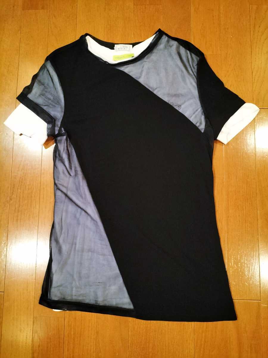 ヴェルサーチ Tシャツ アシメントリーシースルーデザイン 正規品 の