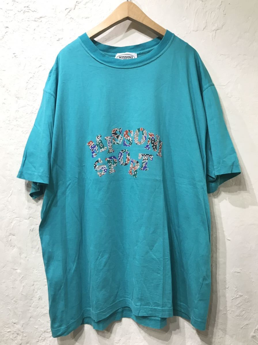 送料¥198 ビンテージイタリア製ミッソーニロゴプリントTシャツ L_画像1